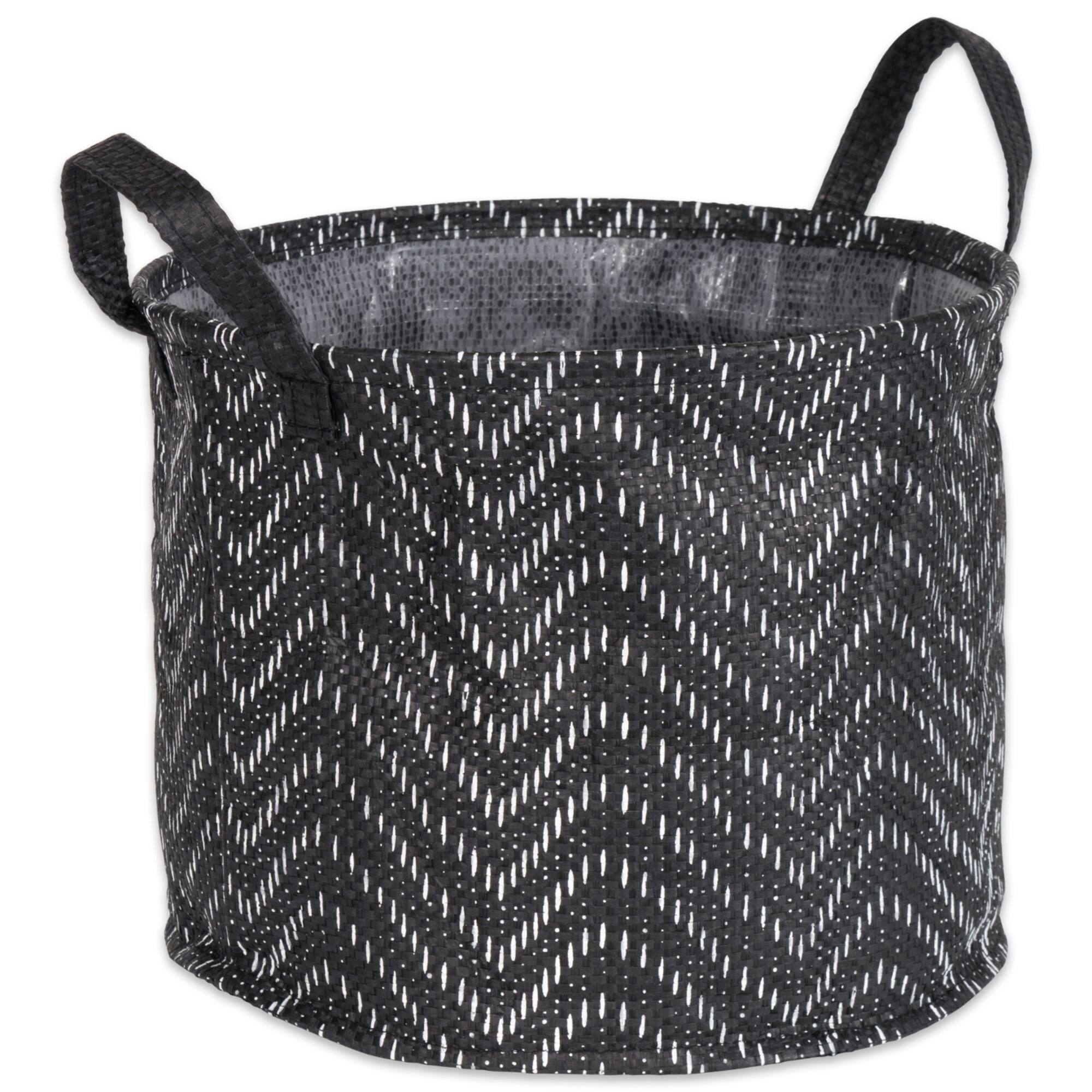 DII® Round Black & White Tribal Chevron PE-Coated Woven Paper Laundry Bin Set